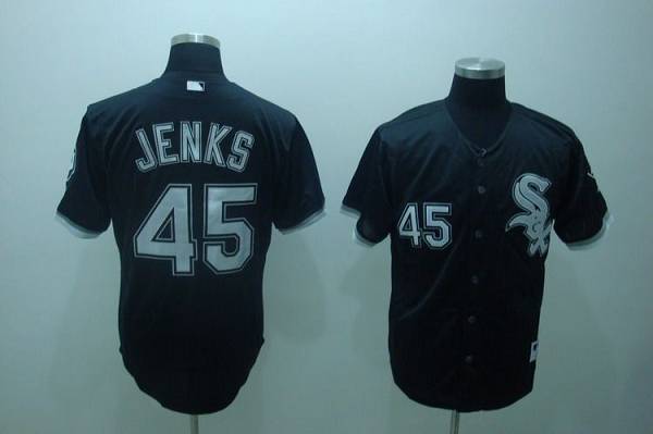 White Sox #45 Bobby Jenks Stitched Black MLB Jersey - Click Image to Close